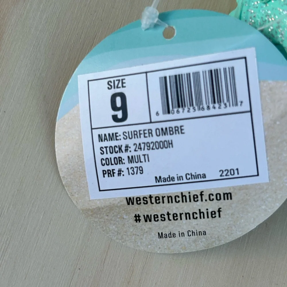 Western Chief Kids Surfer Ombre Glitter Water Shoes Purple Pink Teal Size 9 NEW